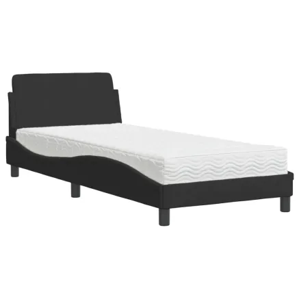 Lit avec matelas Dover noir 90x190 cm velours 2