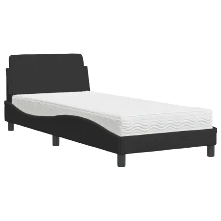 Lit avec matelas Dover noir 90x190 cm velours