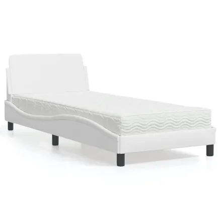 Lit avec matelas Dover blanc 90x190 cm similicuir