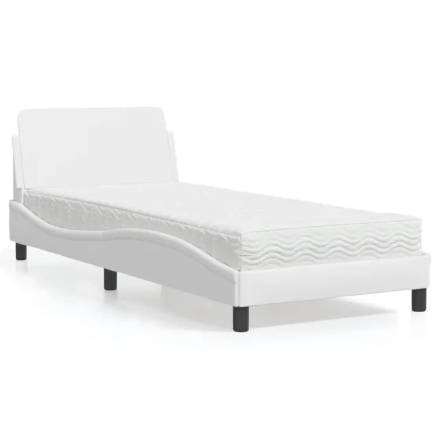 Lit avec matelas Dover blanc 90x190 cm similicuir