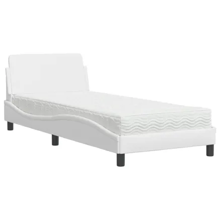 Lit avec matelas Dover blanc 90x190 cm similicuir 2