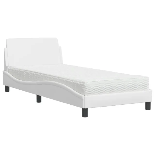 Lit avec matelas Dover blanc 90x190 cm similicuir