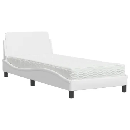 Lit avec matelas Dover blanc 90x190 cm similicuir