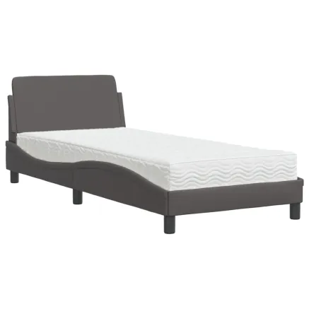 Lit avec matelas Dover gris 90x190 cm similicuir 2