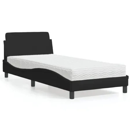 Lit avec matelas Dover noir 90x200 cm tissu