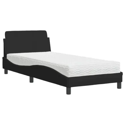 Lit avec matelas Dover noir 90x200 cm tissu 2