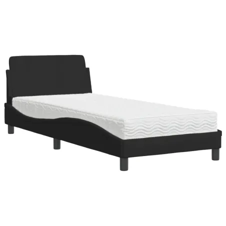 Lit avec matelas Dover noir 90x200 cm tissu