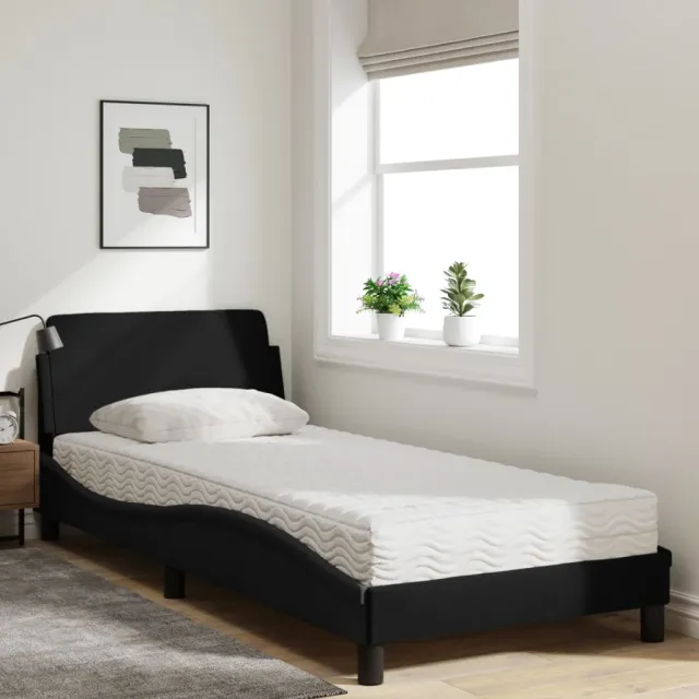 Lit avec matelas Dover noir 90x200 cm tissu