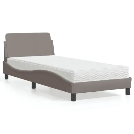 Lit avec matelas Dover taupe 90x200 cm tissu