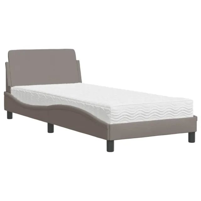 Lit avec matelas Dover taupe 90x200 cm tissu