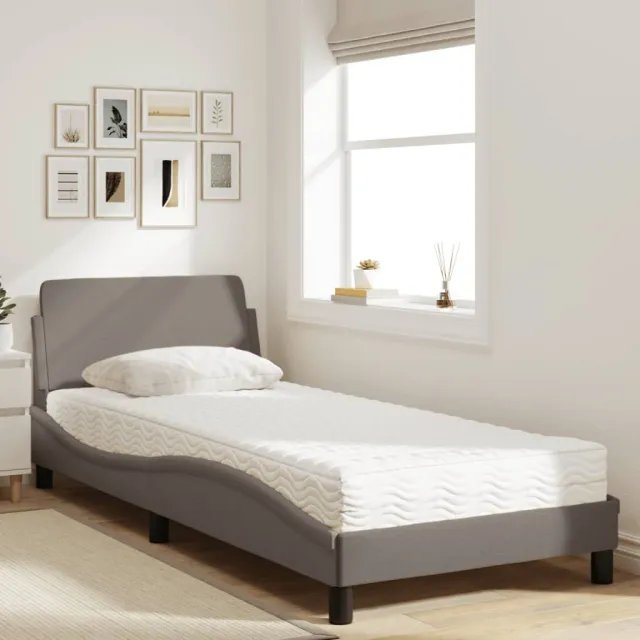 Lit avec matelas Dover taupe 90x200 cm tissu