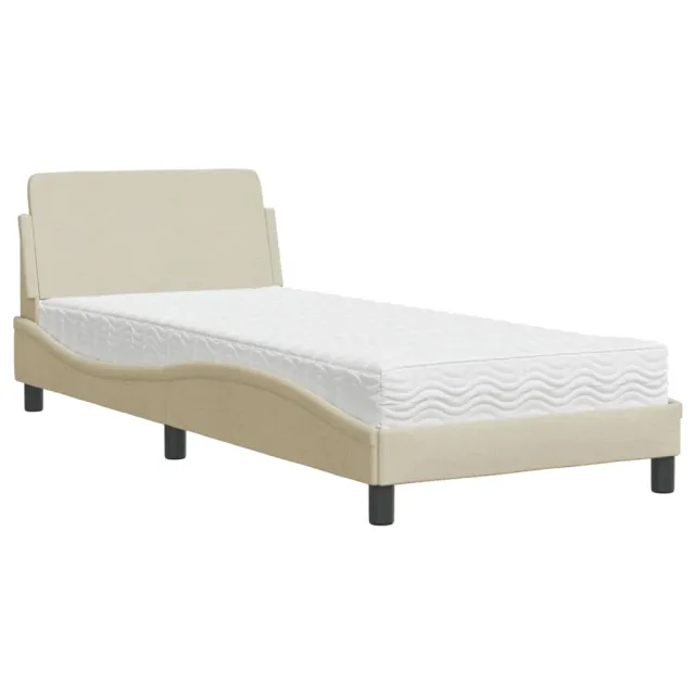 Lit avec matelas Dover crème 90x200 cm tissu