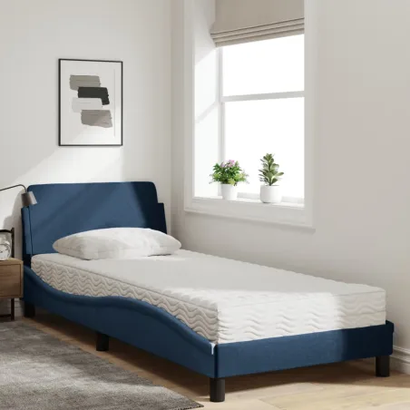 Lit avec matelas Dover bleu 90x200 cm tissu