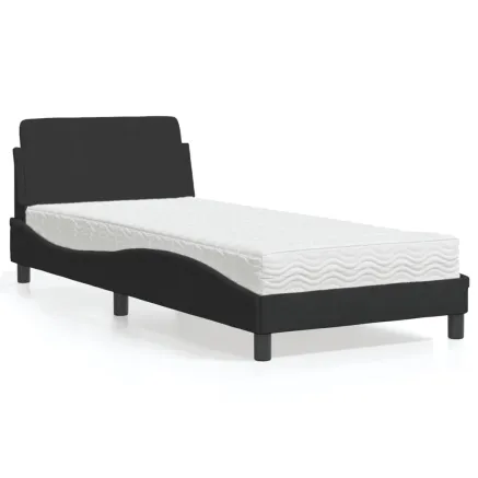 Lit avec matelas Dover noir 90x200 cm velours