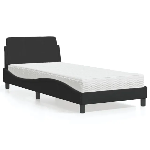 Lit avec matelas Dover noir 90x200 cm velours
