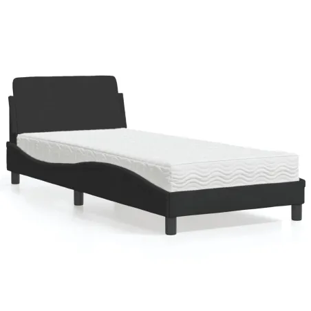 Lit avec matelas Dover noir 90x200 cm velours