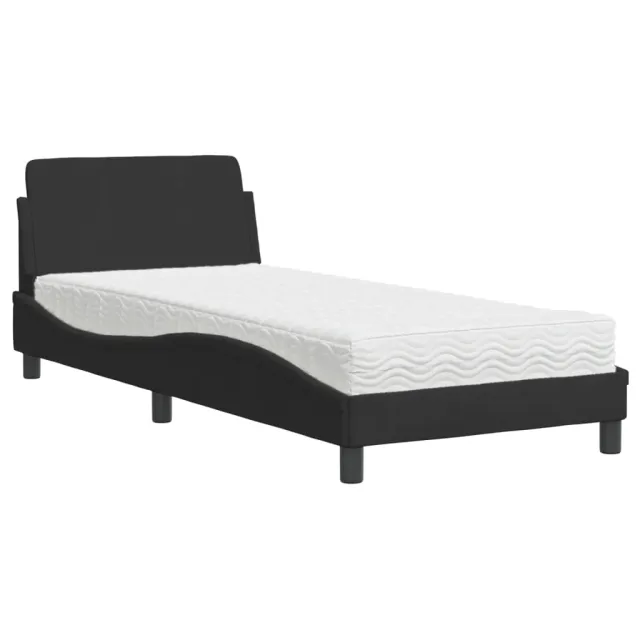 Lit avec matelas Dover noir 90x200 cm velours