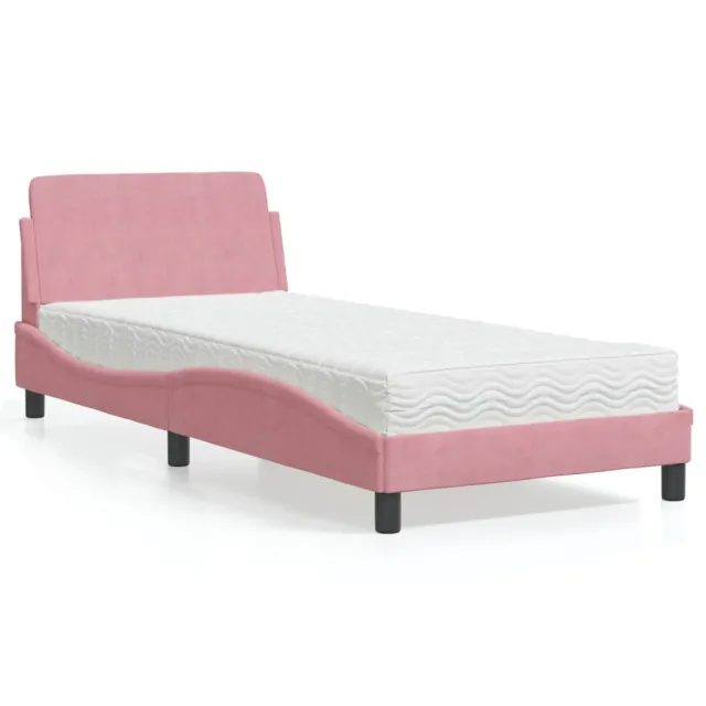 Lit avec matelas Dover rose 90x200 cm velours