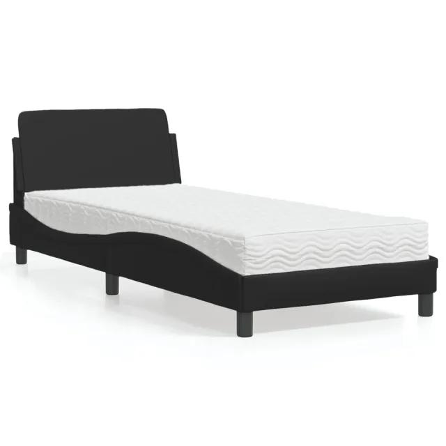 Lit avec matelas Dover noir 90x200 cm similicuir