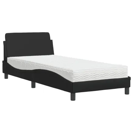 Lit avec matelas Dover noir 90x200 cm similicuir 2