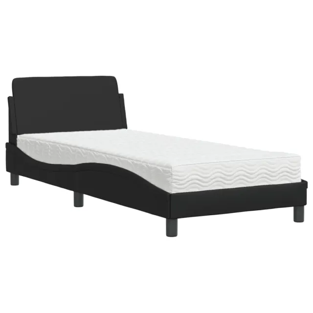 Lit avec matelas Dover noir 90x200 cm similicuir