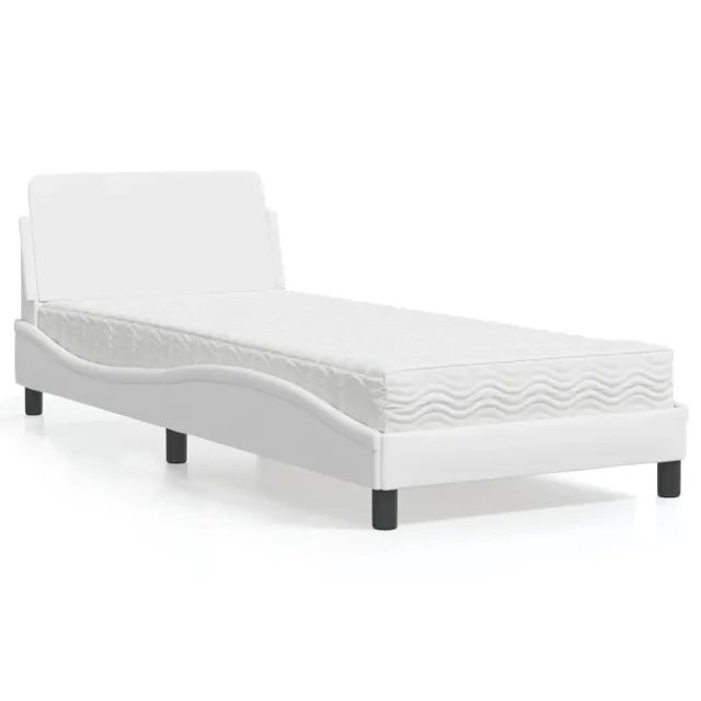 Lit avec matelas Dover blanc 90x200 cm similicuir