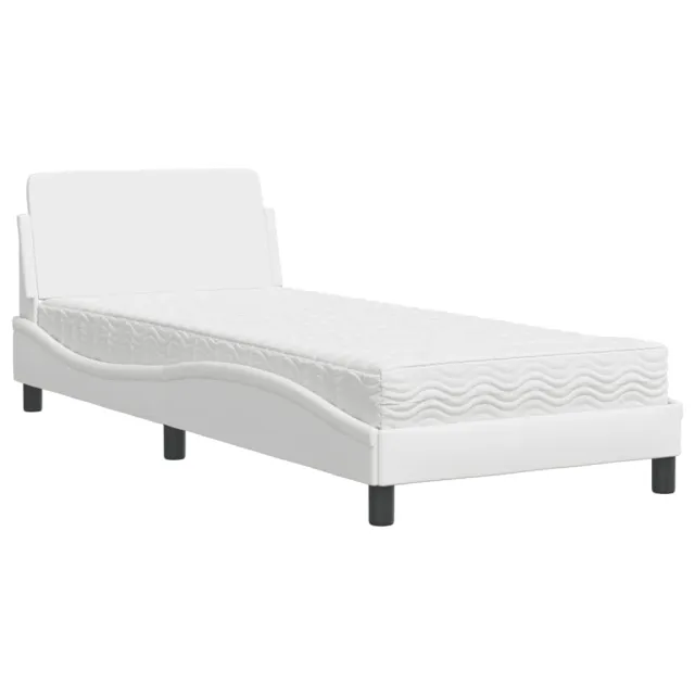 Lit avec matelas Dover blanc 90x200 cm similicuir