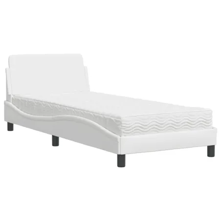 Lit avec matelas Dover blanc 90x200 cm similicuir