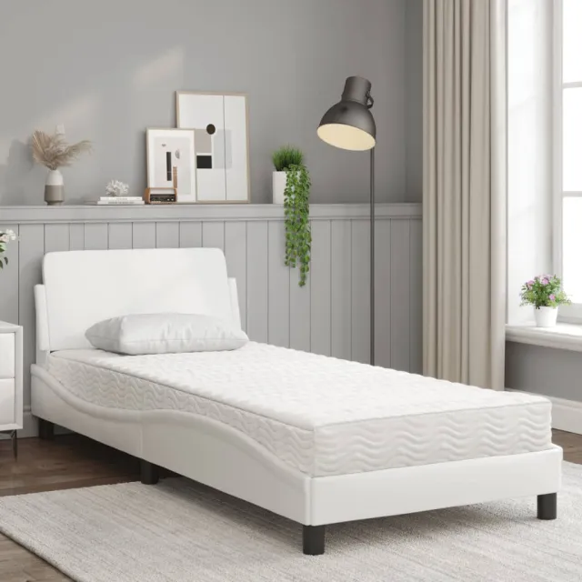 Lit avec matelas Dover blanc 90x200 cm similicuir