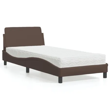 Lit avec matelas Dover marron 90x200 cm similicuir