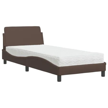 Lit avec matelas Dover marron 90x200 cm similicuir