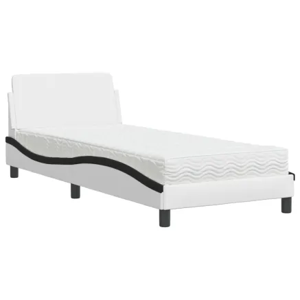 Lit avec matelas Dover blanc et noir 90x200 cm similicuir 2