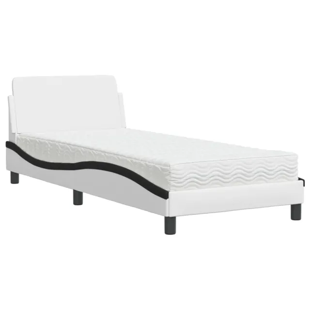 Lit avec matelas Dover blanc et noir 90x200 cm similicuir