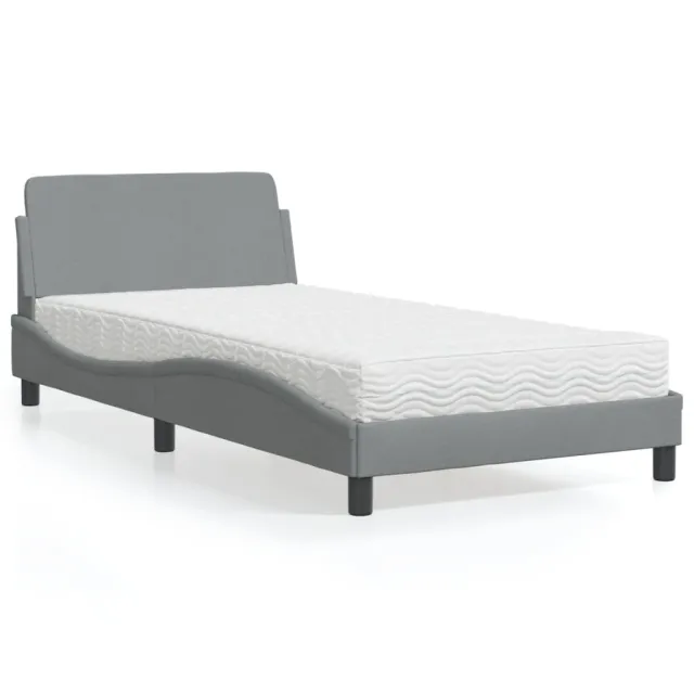 Lit avec matelas Dover gris clair 100x200 cm tissu