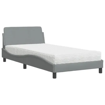 Lit avec matelas Dover gris clair 100x200 cm tissu 2