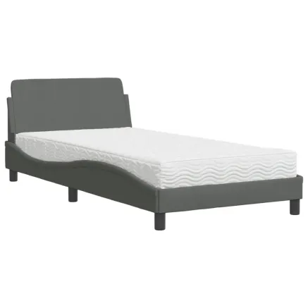 Lit avec matelas Dover gris foncé 100x200 cm tissu 2