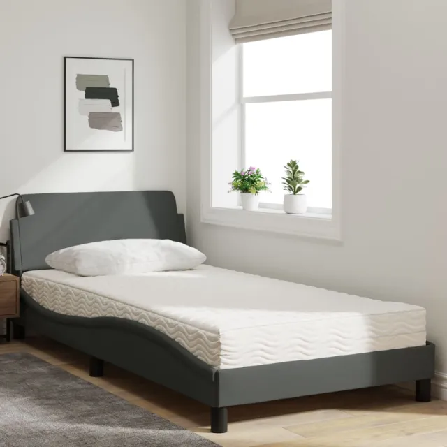Lit avec matelas Dover gris foncé 100x200 cm tissu
