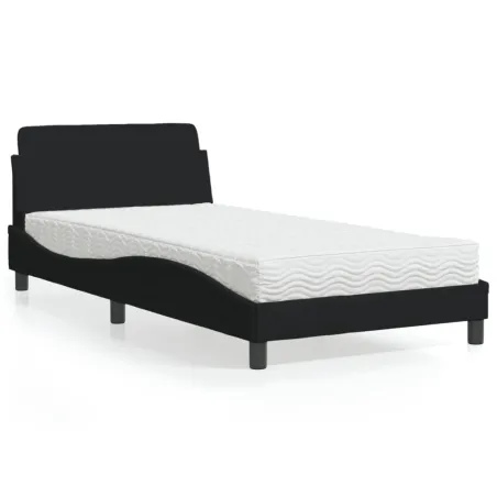 Lit avec matelas Dover noir 100x200 cm tissu