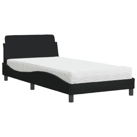 Lit avec matelas Dover noir 100x200 cm tissu 2
