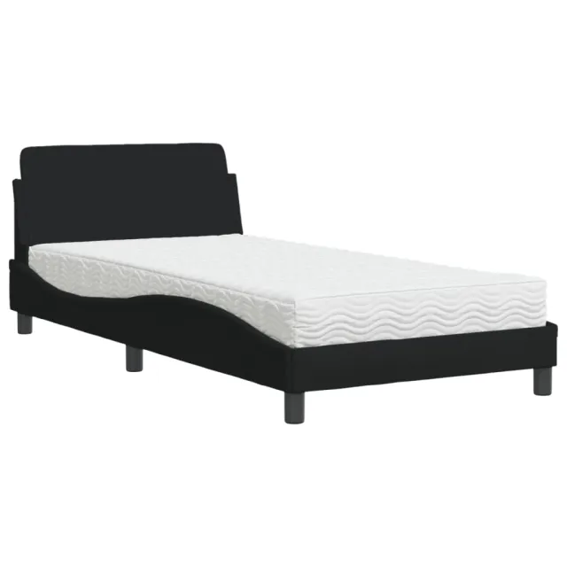 Lit avec matelas Dover noir 100x200 cm tissu