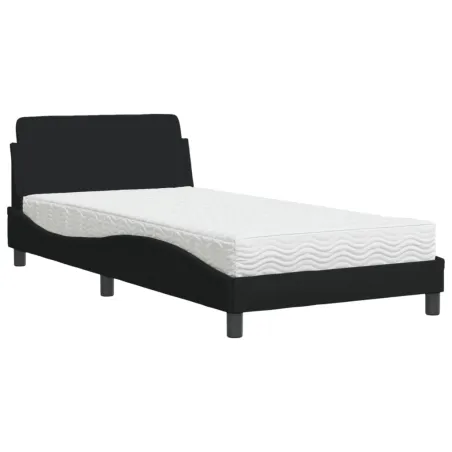 Lit avec matelas Dover noir 100x200 cm tissu
