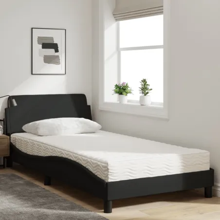 Lit avec matelas Dover noir 100x200 cm tissu