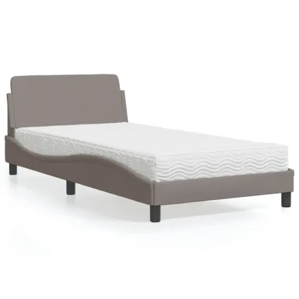 Lit avec matelas Dover taupe 100x200 cm tissu