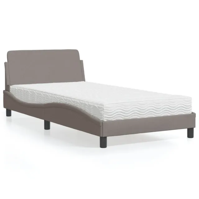 Lit avec matelas Dover taupe 100x200 cm tissu