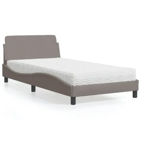 Lit avec matelas Dover taupe 100x200 cm tissu