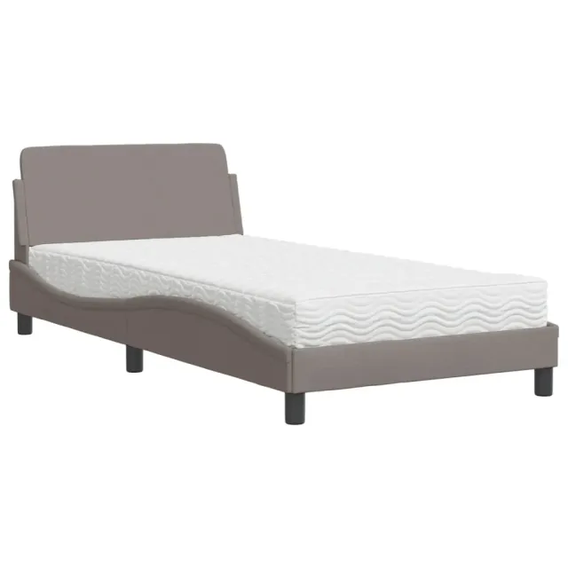 Lit avec matelas Dover taupe 100x200 cm tissu