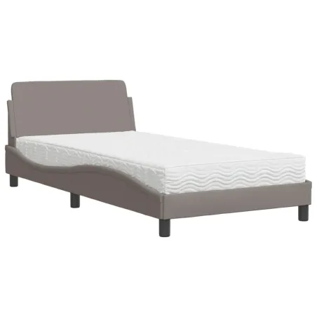 Lit avec matelas Dover taupe 100x200 cm tissu