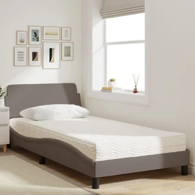 Lit avec matelas Dover taupe 100x200 cm tissu