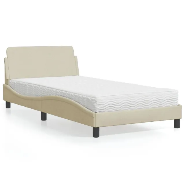 Lit avec matelas Dover crème 100x200 cm tissu