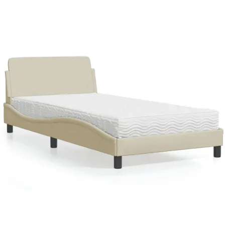 Lit avec matelas Dover crème 100x200 cm tissu